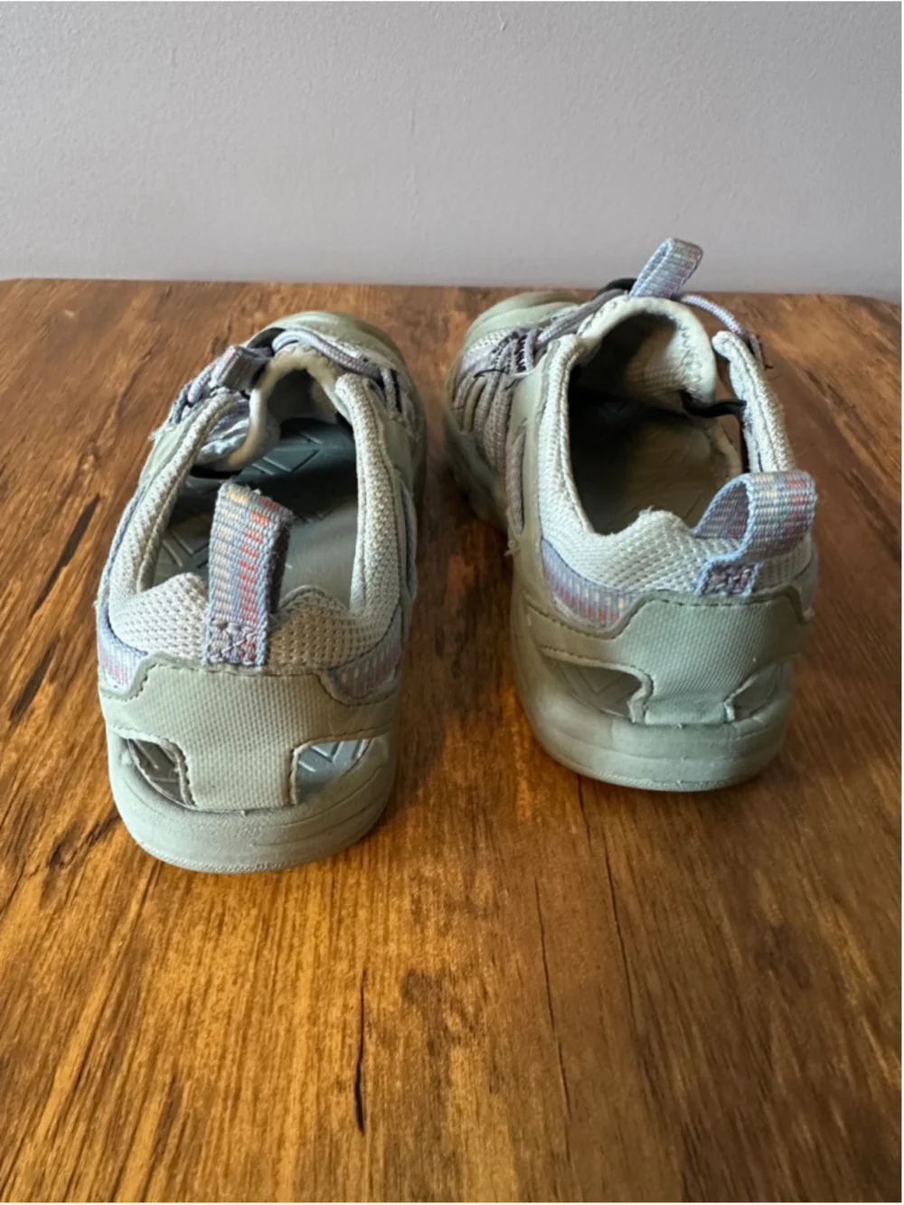 Teva Girls Water Shoes Size 11 Toddler Gray Blue Orange Closed Toe Bungee
